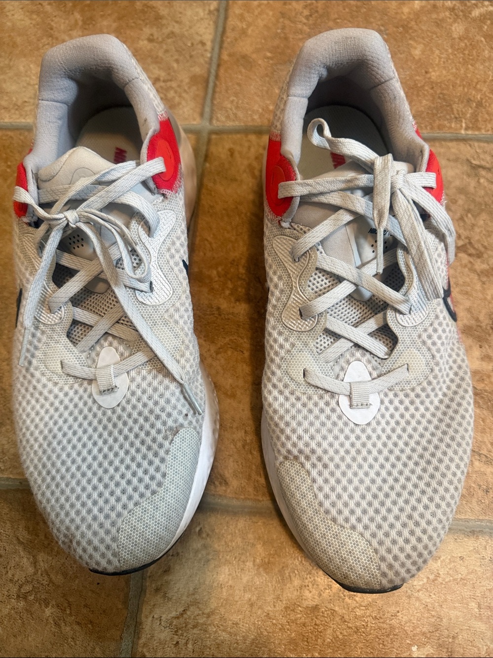 Nike White and Red Mesh Lace-Up Trainers